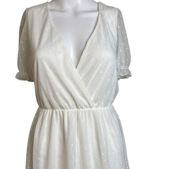 Allison & Kelly Short Sleeve Polka Dot Tulle Dress White Size Small - Picture 4 of 4